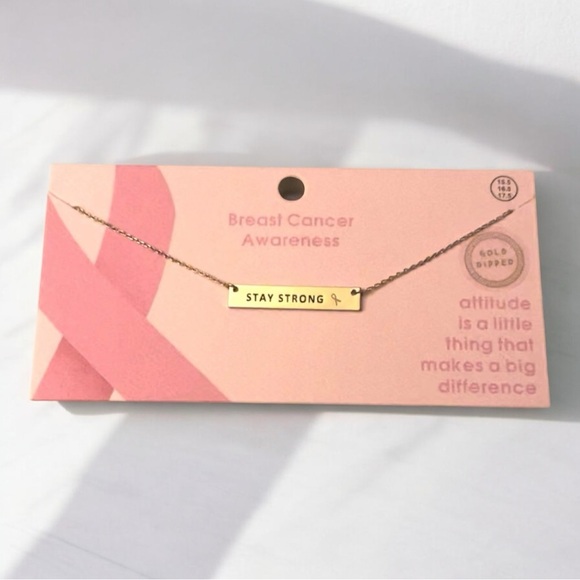 Breast Cancer Awareness Gold Dipped Necklace - Picture 2 of 5